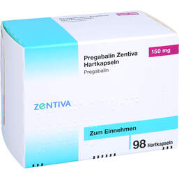 Abbildung: Pregabalin Zentiva 150 mg Hartkapseln 98 St, Hartkapseln PZN 16320907