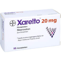 Abbildung: Xarelto 20 mg Filmtabletten 98 St, Filmtabletten PZN 16330076