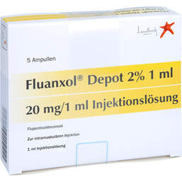 Abbildung: Fluanxol Depot 2% 20 mg / 1 ml Injektionslösung Ampulle  5X1 ml, Injektionslösung PZN 16335777