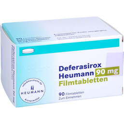 Abbildung: Deferasirox Heumann 90 mg Filmtabletten 90 St, Filmtabletten PZN 16358063