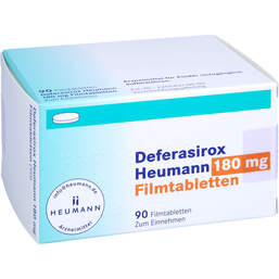 Abbildung: Deferasirox Heumann 180 mg Filmtabletten 90 St, Filmtabletten PZN 16358100