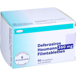 Abbildung: Deferasirox Heumann 360 mg Filmtabletten 90 St, Filmtabletten PZN 16358146