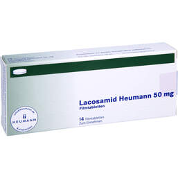 Abbildung: Lacosamid Heumann 50 mg Filmtabletten 14 St, Filmtabletten PZN 16358181