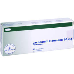 Abbildung: Lacosamid Heumann 50 mg Filmtabletten 56 St, Filmtabletten PZN 16358198