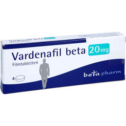 Abbildung: Vardenafil beta 20 mg Filmtabletten 4 St, Filmtabletten PZN 16358554