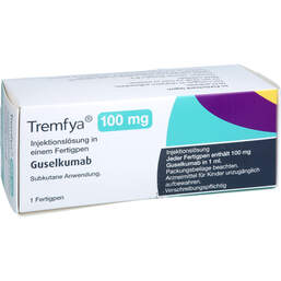 Abbildung: Tremfya 100 mg Injektionslösung in einem Fertigpen 1 St, Injektionslösung PZN 16360048