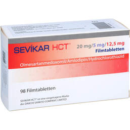 Abbildung: Sevikar HCT 20 mg / 5 mg / 12,5 mg Filmtabletten 98 St, Filmtabletten PZN 16363288