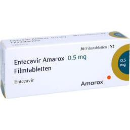Abbildung: Entecavir Amarox 0,5 mg Filmtabletten 30 St, Filmtabletten PZN 16369457