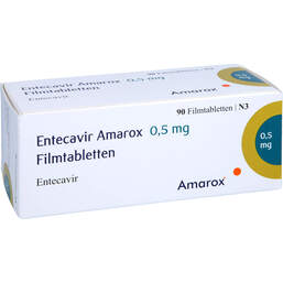 Abbildung: Entecavir Amarox 0,5 mg Filmtabletten 90 St, Filmtabletten PZN 16369463