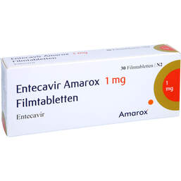 Abbildung: Entecavir Amarox 1 mg Filmtabletten 30 St, Filmtabletten PZN 16369486