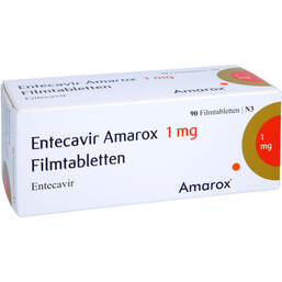 Abbildung: Entecavir Amarox 1 mg Filmtabletten 90 St, Filmtabletten PZN 16369492