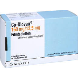 Abbildung: CO-Diovan 160 mg / 12,5 mg Filmtabletten 98 St, Filmtabletten PZN 16370124