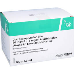 Abbildung: Dorzocomp-Stulln sine 20 mg / ml + 5 mg / ml Atr im Edb 120X0.3 ml, Augentropfen PZN 16384043