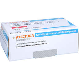 Abbildung: Atectura Breezhaler 125µg / 127,5µg Hkp.mit Pulver zur Inh. 30 St, Hartkapseln mit Pulver zur Inhalation PZN 16384913