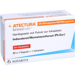 Abbildung: Atectura Breezhaler 125µg / 260µg Hartk.mit Pulver zur Inh. 30 St, Hartkapseln mit Pulver zur Inhalation PZN 16384971