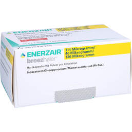 Abbildung: Enerzair Breezhaler 114µg / 46µg / 136µg Hkp.P.z.Inh. 90 St, Hartkapseln mit Pulver zur Inhalation PZN 16385077