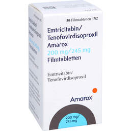 Abbildung: Emtricitabin / Tenofovirdisoproxil Amar 200mg / 245mg 30 St, Filmtabletten PZN 16385396