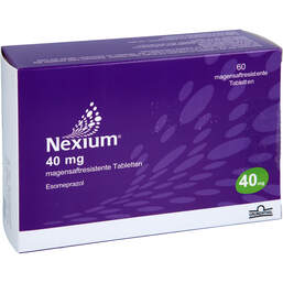 Abbildung: Nexium 40 mg magensaftresistente Tabletten 60 St, Tabletten magensaftresistent PZN 16385545