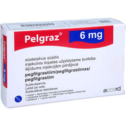 Abbildung: Pelgraz 6 mg Injektionslösung Fertigspritze mit autom.Nadels. 1 St, Injektionslösung PZN 16388880