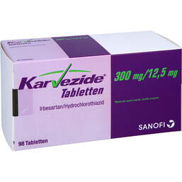 Abbildung: Karvezide 300 mg / 12,5 mg Tabletten 98 St, Tabletten PZN 16397761