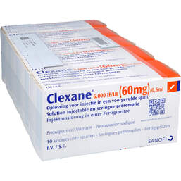 Abbildung: Clexane 6.000 I.E. 60mg / 0,6ml Ilo in einer Fertigspritze 50 St, Injektionslösung in einer Fertigspritze PZN 16486938