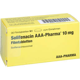 Abbildung: Solifenacin AAA-Pharma 10 mg Filmtabletten 30 St, Filmtabletten PZN 16487240