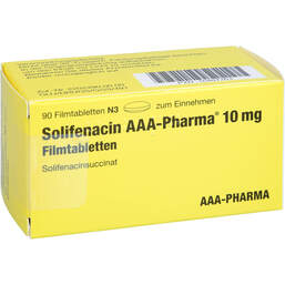 Abbildung: Solifenacin AAA-Pharma 10 mg Filmtabletten 90 St, Filmtabletten PZN 16487263