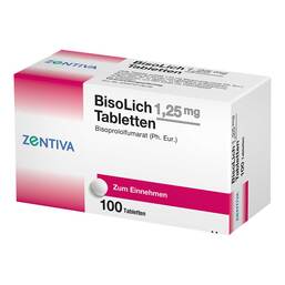 Abbildung: Bisolich 1,25 mg Tabletten 100 St, Tabletten PZN 16498841