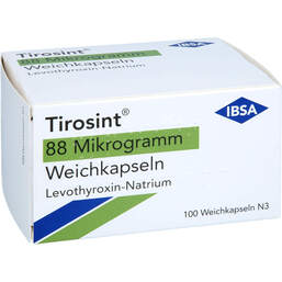 Abbildung: Tirosint 88 Mikrogramm Weichkapseln 100 St, Weichkapseln PZN 16499421