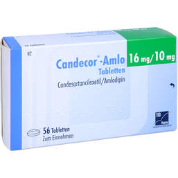 Abbildung: Candecor-Amlo 16 mg / 10 mg Tabletten 56 St, Tabletten PZN 16505191