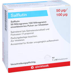 Abbildung: Salflutin 50 µg / 100 µg / Dosis 60 Einzeldosis Inh.-P. 1 St, Inhalationspulver PZN 16505558