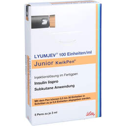 Abbildung: Lyumjev 100 E / ml Junior Kwikpen Inj-Lösung Fertigpen 5X3 ml, Injektionslösung PZN 16508410