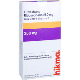Abbildung: Fulvestrant Ribosepharm 250 mg / 5 ml Injektionslösung i.e.FS. 1 St, Injektionslösung in einer Fertigspritze PZN 16509220