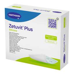 Abbildung: Zetuvit Plus Silicone steril 12,5x12,5 cm 10 St, Kompressen PZN 16512050