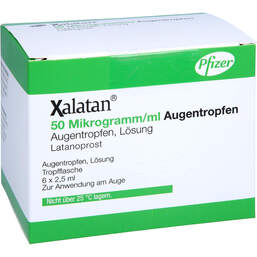 Abbildung: Xalatan 50 Mikrogramm / ml Augentropfen 6X2.5 ml, Augentropfen PZN 16527620