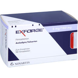 Abbildung: Exforge 5 mg / 160 mg Filmtabletten 98 St, Filmtabletten PZN 16528418