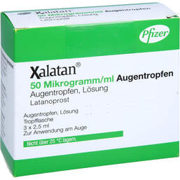 Abbildung: Xalatan 50 Mikrogramm / ml Augentropfen 3X2.5 ml, Augentropfen PZN 16529582
