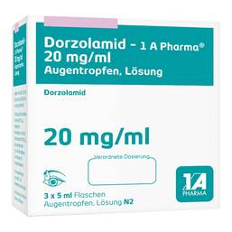 Abbildung: Dorzolamid-1A Pharma 20 mg / ml Augentropfen Lösung 3X5 ml, Augentropfen PZN 16536369