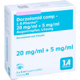 Abbildung: Dorzolamid comp-1A Pharma 20mg / ml + 5mg / ml Augentropfen 3X5 ml, Augentropfen PZN 16536398