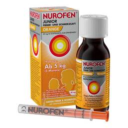 Abbildung: Nurofen Junior Fieber-u.Schmerzsaft Oran.40 mg / ml Suspension zum Einnehmen, 100 ml PZN 16536808