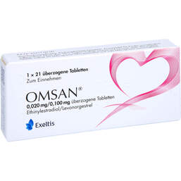 Abbildung: Omsan 0,02 mg / 0,1 mg überzogene Tabletten 1X21 St, Überzogene Tabletten PZN 16569179