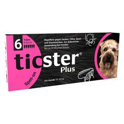 Abbildung: Ticster Plus Spot-on Lösung z.Auftropf.für Hund 10 - 25kg Lösung, 6X3 ml PZN 16570219