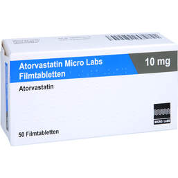 Abbildung: Atorvastatin Micro Labs 10 mg Filmtabletten 50 St, Filmtabletten PZN 16576245