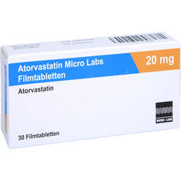 Abbildung: Atorvastatin Micro Labs 20 mg Filmtabletten 30 St, Filmtabletten PZN 16576268