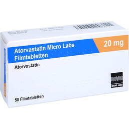 Abbildung: Atorvastatin Micro Labs 20 mg Filmtabletten 50 St, Filmtabletten PZN 16576274