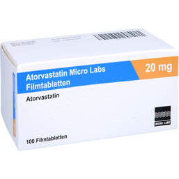 Abbildung: Atorvastatin Micro Labs 20 mg Filmtabletten 100 St, Filmtabletten PZN 16576280