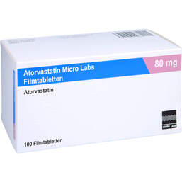 Abbildung: Atorvastatin Micro Labs 80 mg Filmtabletten 100 St, Filmtabletten PZN 16576400
