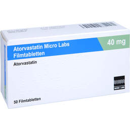 Abbildung: Atorvastatin Micro Labs 40 mg Filmtabletten 50 St, Filmtabletten PZN 16576423