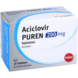 Abbildung: Aciclovir Puren 200 mg Tabletten 25 St, Tabletten PZN 16577434
