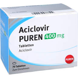 Abbildung: Aciclovir Puren 400 mg Tabletten 70 St, Tabletten PZN 16577463